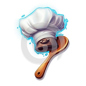 Cartoon Chef Hat and Spatula on a White Background. Generative ai