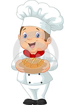 Cartoon chef holding a loaf of bread photo