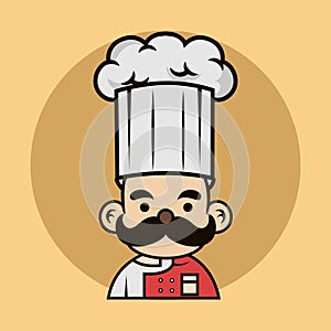 Cartoon Chef logo Mascot n a cooking hat Yummy concept Cooking
