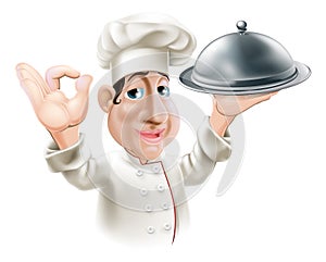 Cartoon chef with serving tray