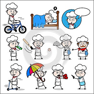 Cartoon Chef with Various Concepts - Comic Concepts Vector illustrations