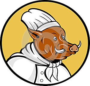 Cartoon chef wild boar pig hog
