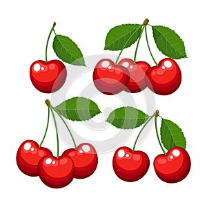 Cartoon cherries on white