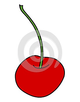 Cartoon cherry icon. Vector illustration isolated on white