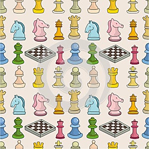 Cartoon chess seamless pattern