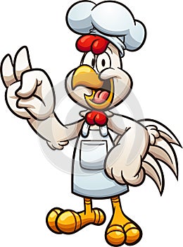 Cartoon chicken chef making the OK hand gesture