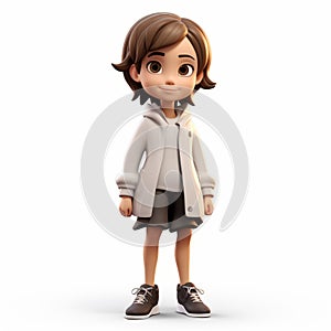 Cartoon Child Model In White Coat: A Stunning Uhd Image Rendered In Cinema4d