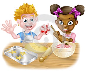 Cartoon Children Baking