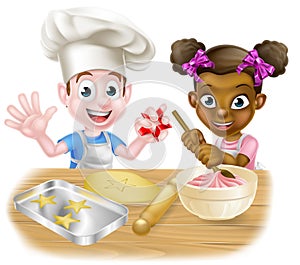 Cartoon Children Baking