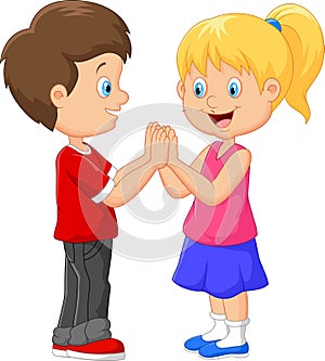 Cartoon children hand clapping games photo