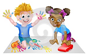 Cartoon Children Playing