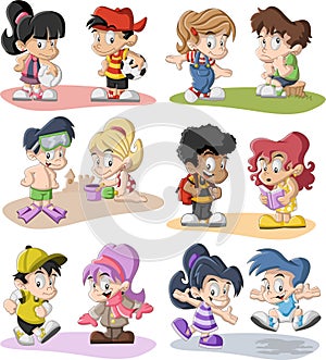 Cartoon children playing