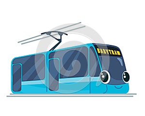 Cartoon children`s baby toy passenger tram streetcar