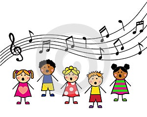 Cartoon children sing