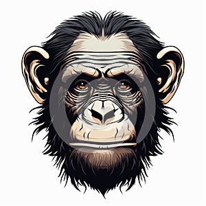 Cartoon Chimpanzee Face: Detailed Vector Illustration In Graphic Design Style photo