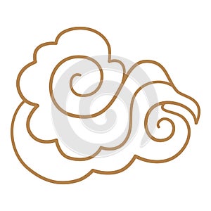 Cartoon chinese cloud. Asian style tattoo in shape cloud, oriental ornament element korean japanese thai tibetan doodle