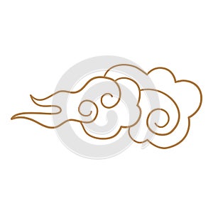 Cartoon chinese cloud. Asian style tattoo in shape cloud, oriental ornament element korean japanese thai tibetan doodle