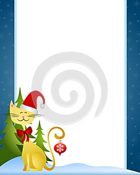 Cartoon Christmas Cat Border