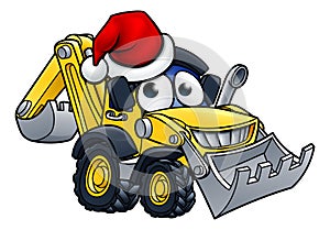 Cartoon Christmas Digger Bulldozer Character photo