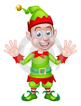 Cartoon Christmas Elf Waving