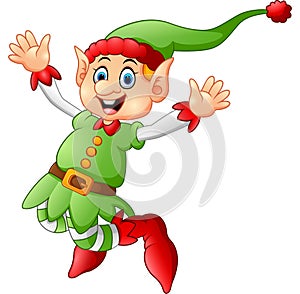 Cartoon Christmas Elf waving