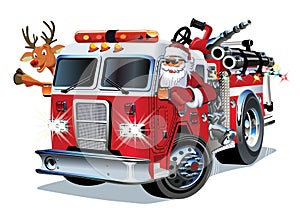 Cartoon Christmas firetruck