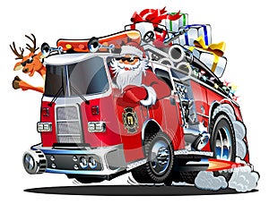 Cartoon Christmas firetruck