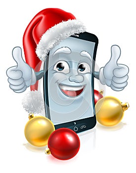 Cartoon Christmas Mobile Cell Phone in Santa Hat