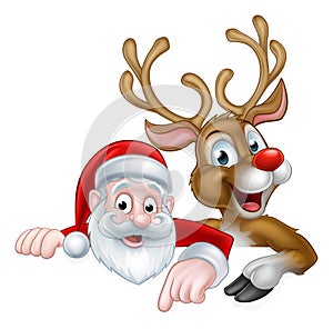 Cartoon Christmas Santa and Reindeer photo