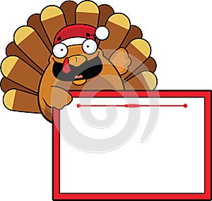 Cartoon Christmas Turkey Sign