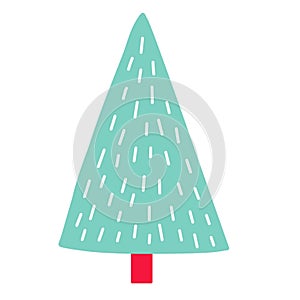 Cartoon Christmas undecorated spruce trees. Xmas holidays flat  illustration collection. Christmas green fur trees