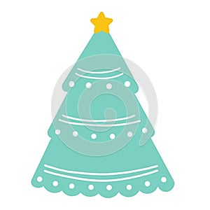 Cartoon Christmas undecorated spruce trees. Xmas holidays flat  illustration collection. Christmas green fur trees