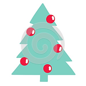 Cartoon Christmas undecorated spruce trees. Xmas holidays flat  illustration collection. Christmas green fur trees