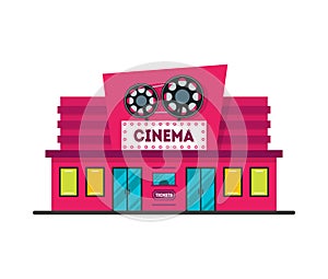 Cartoon Cinema Building. Vector