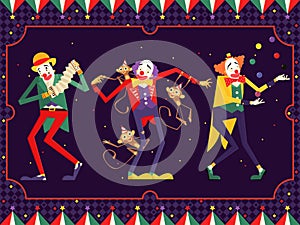 Cartoon circus clown character. illustration