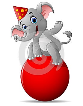 Cartoon circus elephant as acrobat