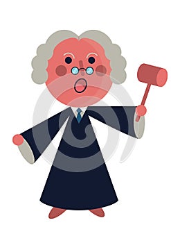 Shouting judge on court holding a hammer