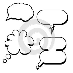 Cartoon classic speech bubbles vector.Comic bubbles with empty dialog.