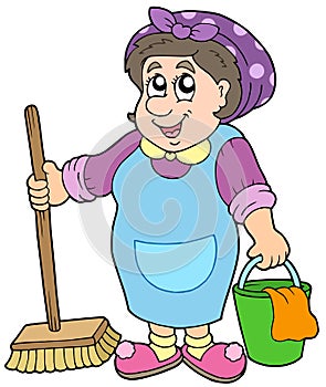 Cartoon cleaning lady