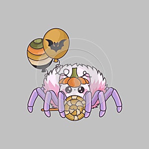 Cartoon Clipart Halloween Spider Illustration. Cute Clip Art Halloween Insect.