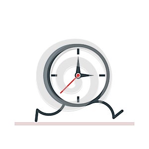 Cartoon clock running. Flat vector, illustration isolated