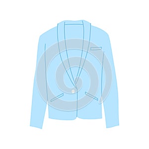 Cartoon Clothe Female Blue Blazer. Vector