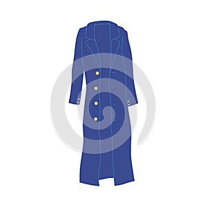 Cartoon Clothe Female Dark Blue Coat. Vector