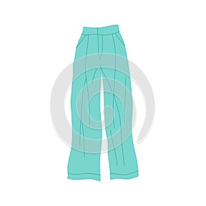 Cartoon Clothe Female Green Wide Pant. Vector