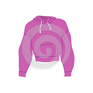 Cartoon Clothe Female Purple Hoodie. Vector