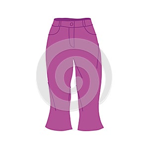 Cartoon Clothe Female Purple Jeans. Vector