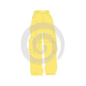 Cartoon Clothe Female Yellow Cargo Pant. Vector