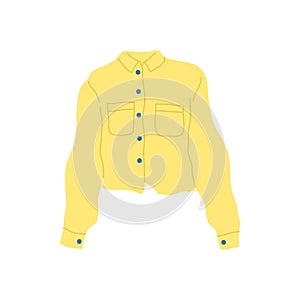 Cartoon Clothe Female Yellow Jacket. Vector