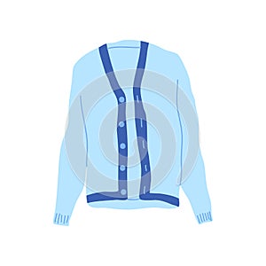 Cartoon Clothes Male Blue Cardigan. Vector