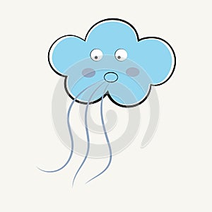 Cartoon cloud blows the wind out of his mouth